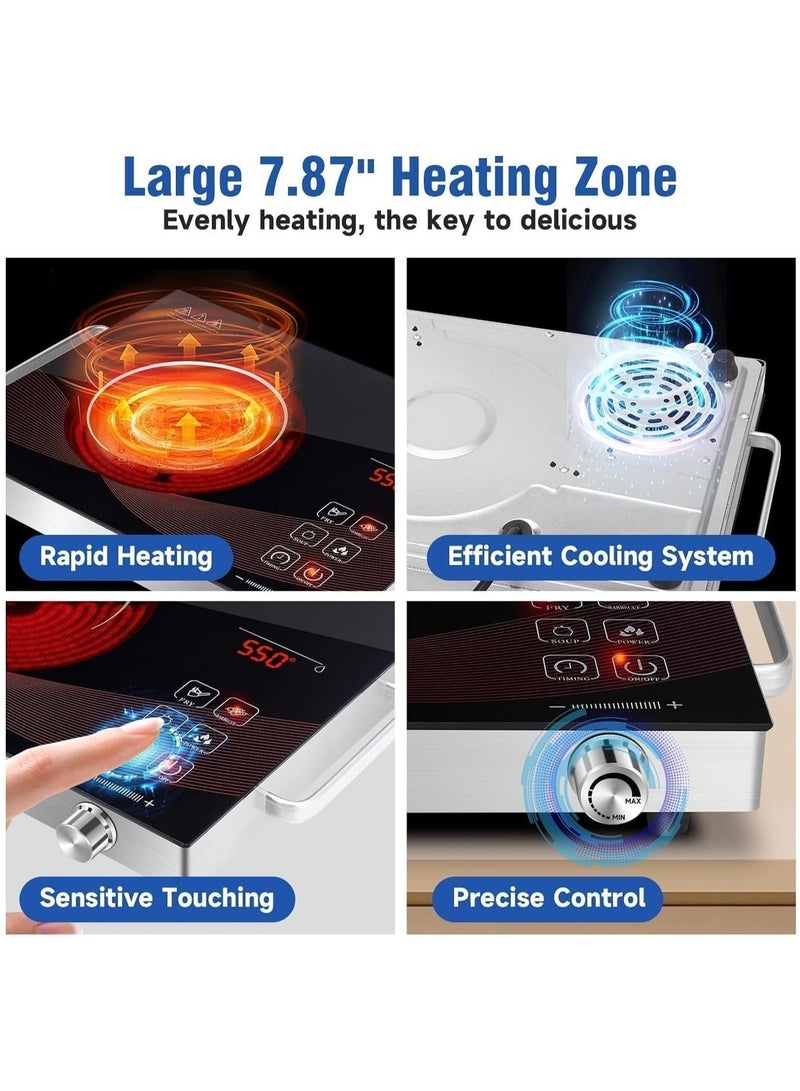 XVersion 7000W Double Electric Cooker with Adjustable Temperature, Induction Stove & Hot Plate, Durable Electric Burner with Handle, Ideal for Home Use – 1-Year Warranty (Black) - Image 4